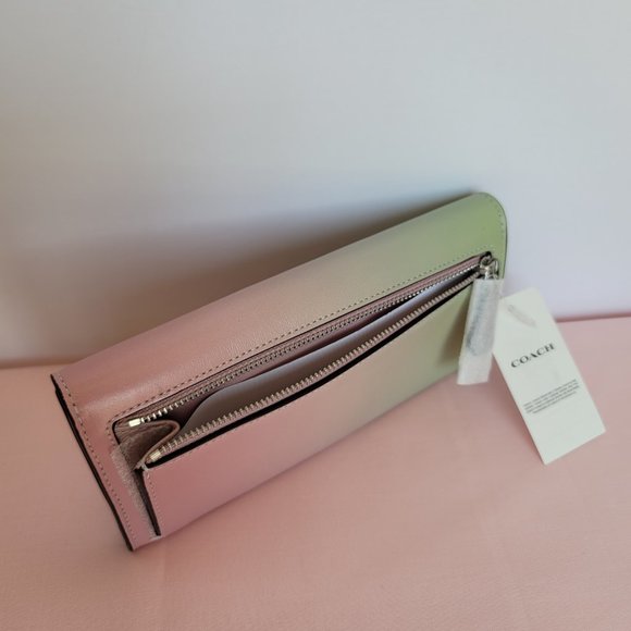 COACH Wyn Envelope Ombre Soft Smooth Leather Wallet- Pale Pistachio Multi ⭐ - Picture 8 of 16